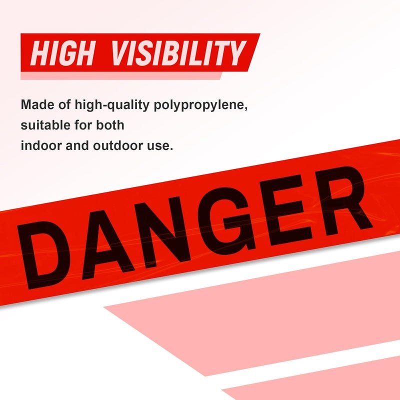 TopSoon Caution Barricade Tape Non-Adhesive Barrier Tape Construction Halloween Party Decoration (2Pack Danger Tape, 1000 Feet) - Image 3