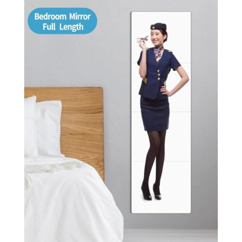 Shatterproof Wall Mirror, 4 Pcs 30cmX30cm Plexiglass Gym Mirrors, Full Length Extra Thick Workout Mirrors Safe for Home, Self Adhesive Frameless Wall Mirror for Bedroom, Living Room - Image 3