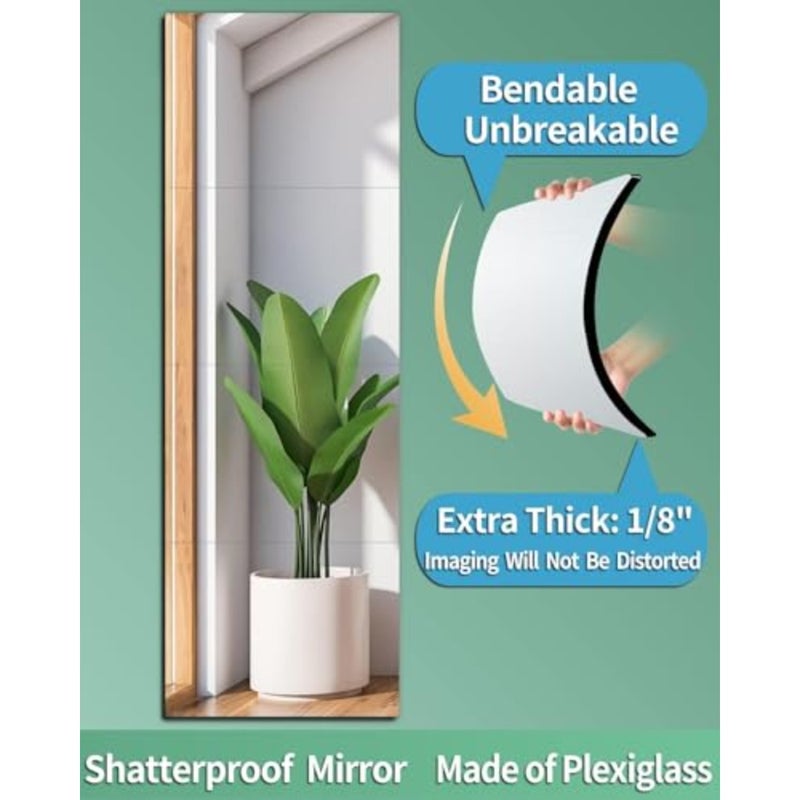 Shatterproof Wall Mirror, 4 Pcs 30cmX30cm Plexiglass Gym Mirrors, Full Length Extra Thick Workout Mirrors Safe for Home, Self Adhesive Frameless Wall Mirror for Bedroom, Living Room - Image 2