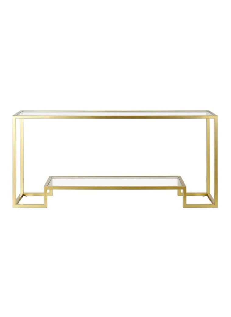 HOME TASTE TOMSUN Elegant Extra-Long Gold and Clear Glass Console Table with Lower Shelf, 165 X 40 X 80 Cm Pre-Assembled  - Image 5