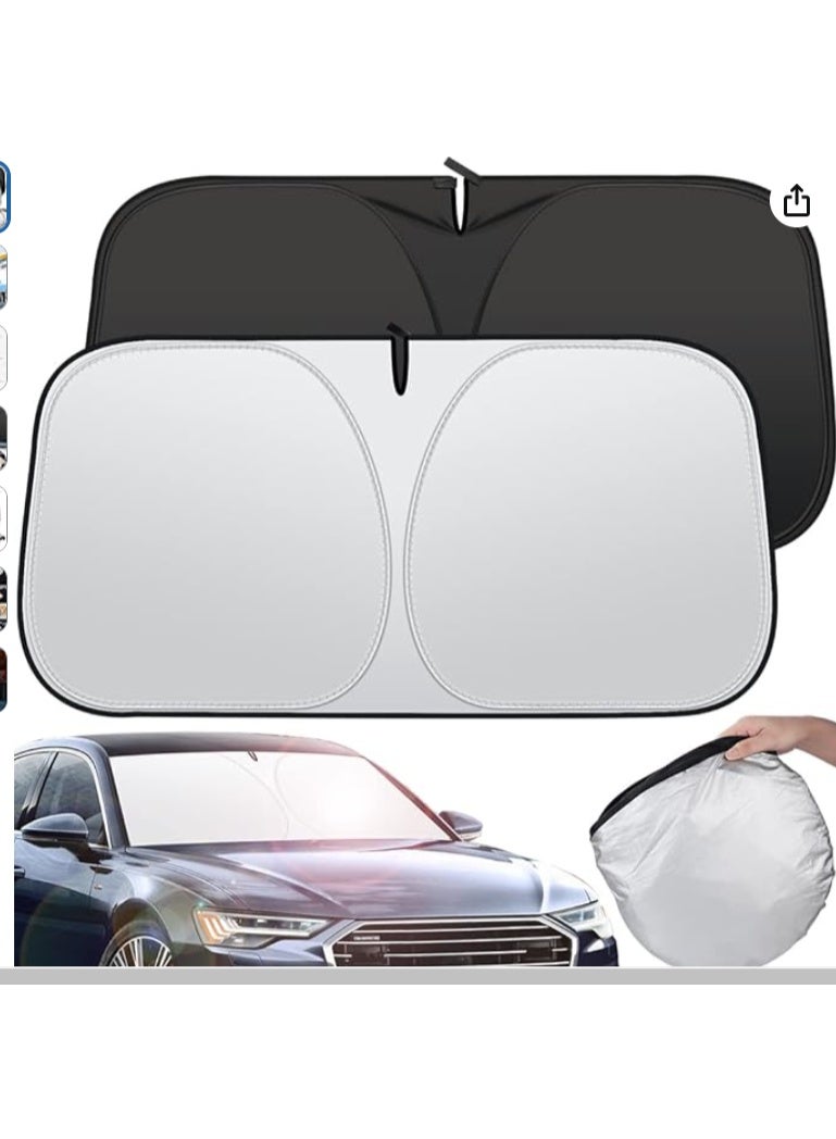 Premium Foldable Car Windshield Sunshade (145x80 cm) – Reflective UV & Heat Protection Visor, Keeps Car Interior Cool, Universal Fit for Cars, SUVs & Trucks, with Storage Pouch. - Image 4