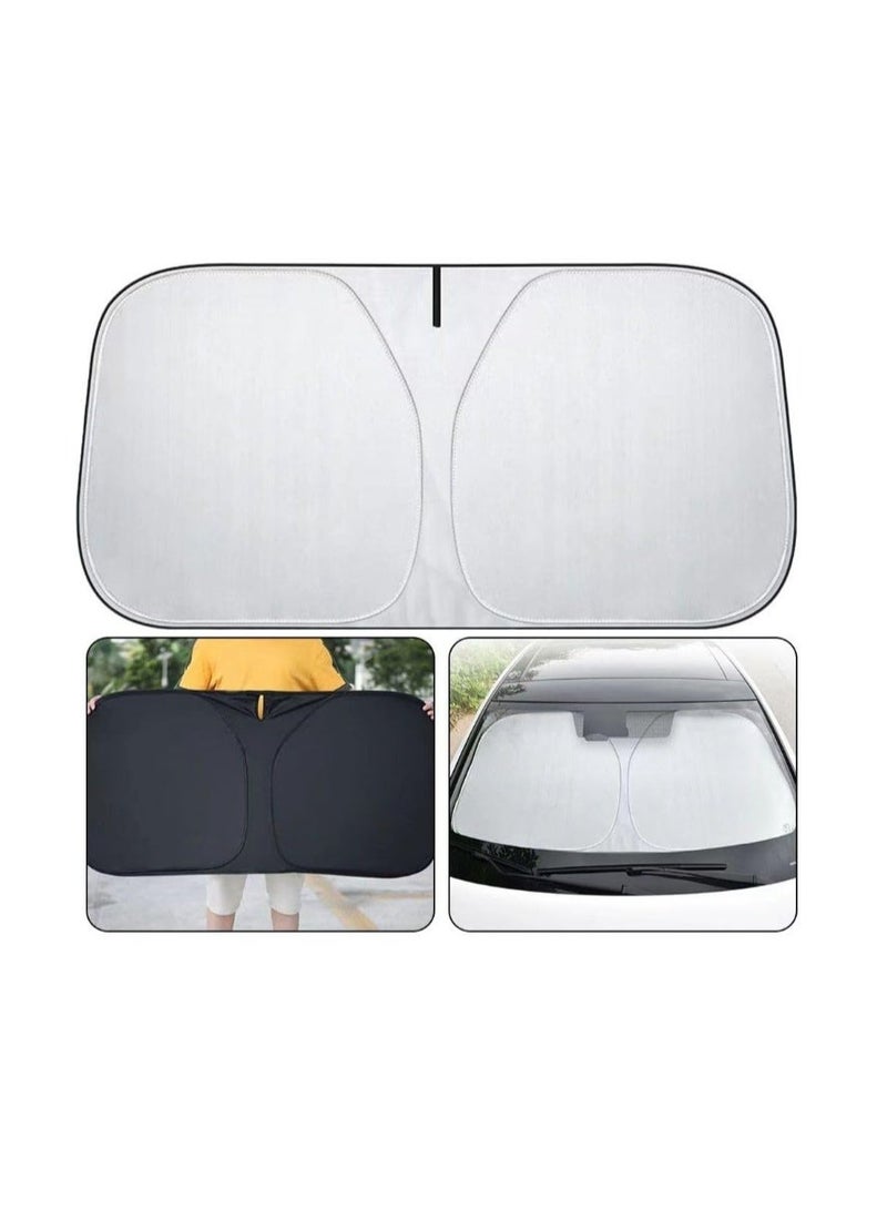 Premium Foldable Car Windshield Sunshade (145x80 cm) – Reflective UV & Heat Protection Visor, Keeps Car Interior Cool, Universal Fit for Cars, SUVs & Trucks, with Storage Pouch. - Image 3