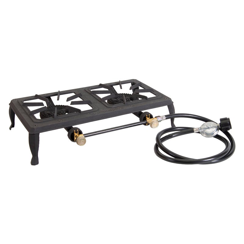 Stansport Double Burner Cast Iron Stove with Regulator Hose 209100