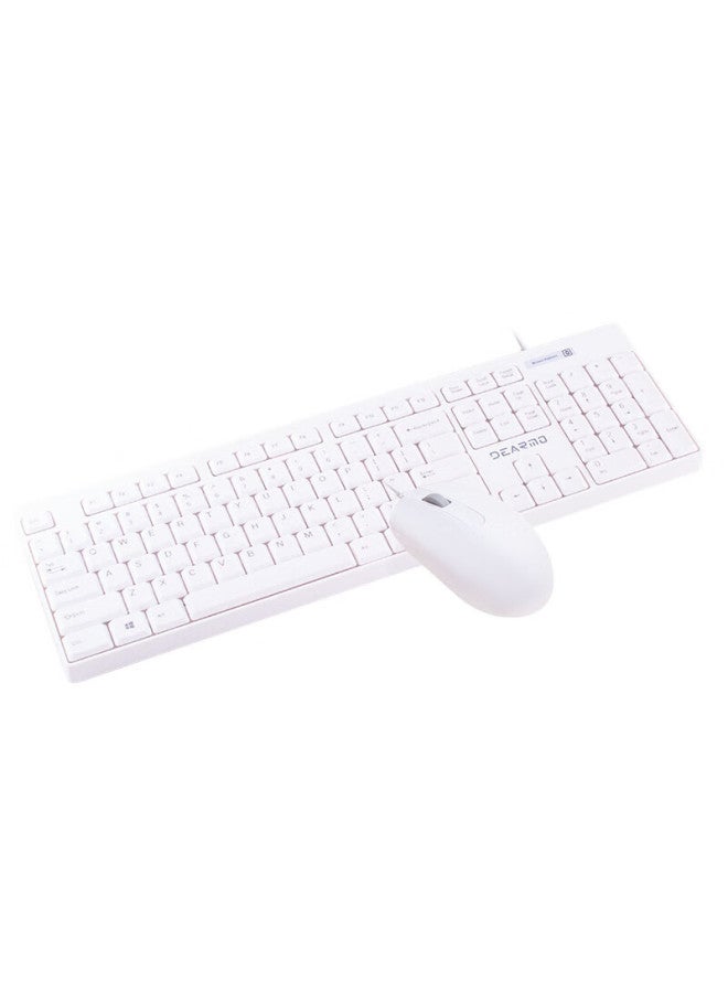 Dearmo Mk1900 Wired Keyboard And Mouse Set, Business Office Home Keyboard And Mouse Combo, Laptop Keyboard And Mouse Set, White, 1200 Dpi - Image 4