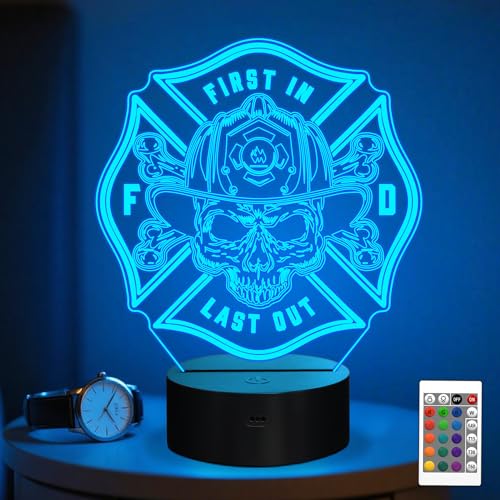 Anywin Firefighter Gifts Fire Fighter Gifts Men Fireman Night Light with 16 Colors Changing Timer Dimmer Creative Gifts for Easter Birthday Fathers Day Graduation Thank you for Firefighter Women - Image 1