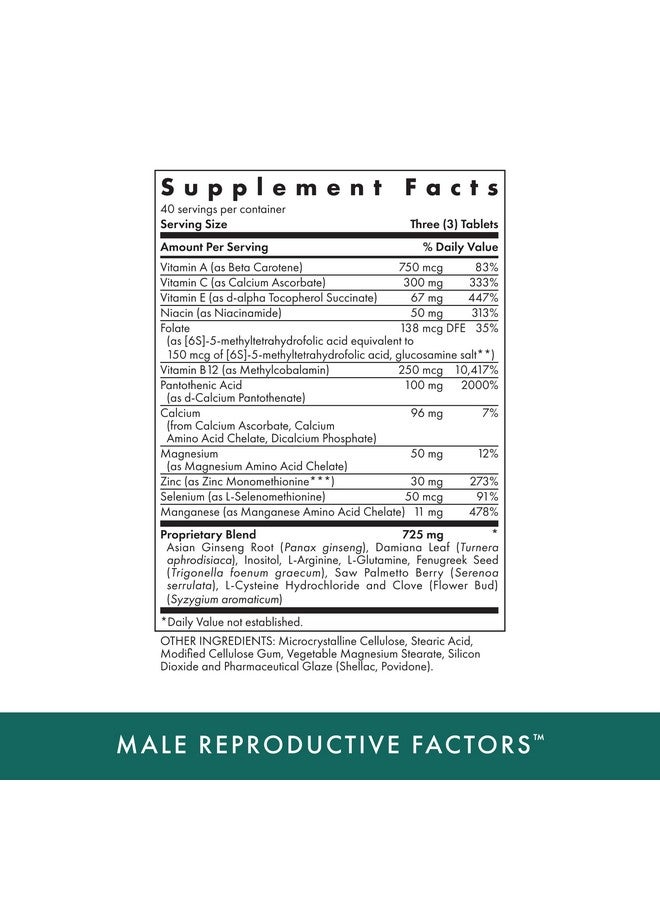 MICHAEL'S Health Naturopathic Programs Male Reproductive Factors - 60 Vegetarian Tablets - Nutrients to Support Male Fertility - Kosher - 40 Servings - Image 2