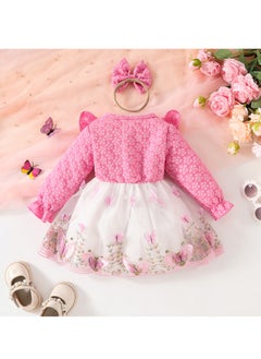 Generic Baby Girl Birthday Party Dress, 12-18M, Elegant Floral Tulle Dress with Butterfly Bow, Special Occasion Toddler Outfit, Long Sleeve Princess Dress, 44cm Long  - Image 2
