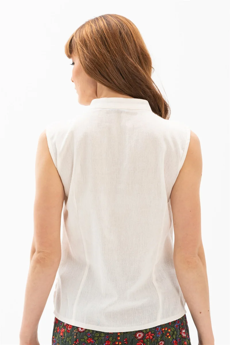 اليش شيل بيزي Sleeveless Şile Cloth Desire Blouse Cream Cream
