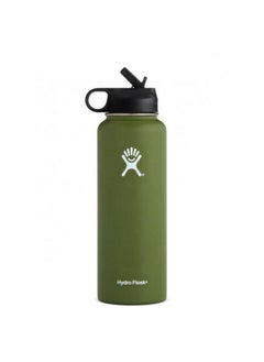 Hydro Flask زجاجة مياه معزولة بالفراغ مع القش باللون الأخضر 