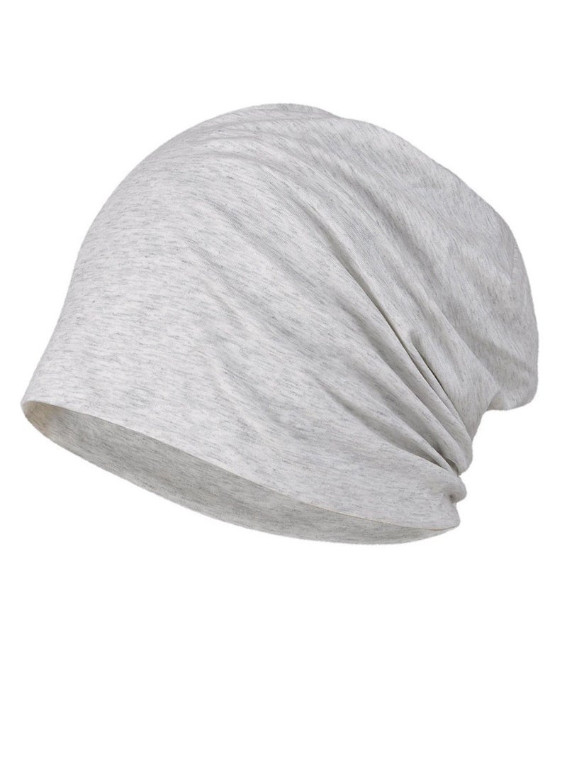 Infinity Scarf Headwear Cap Solid Color Beanie Hat Pale Grey 