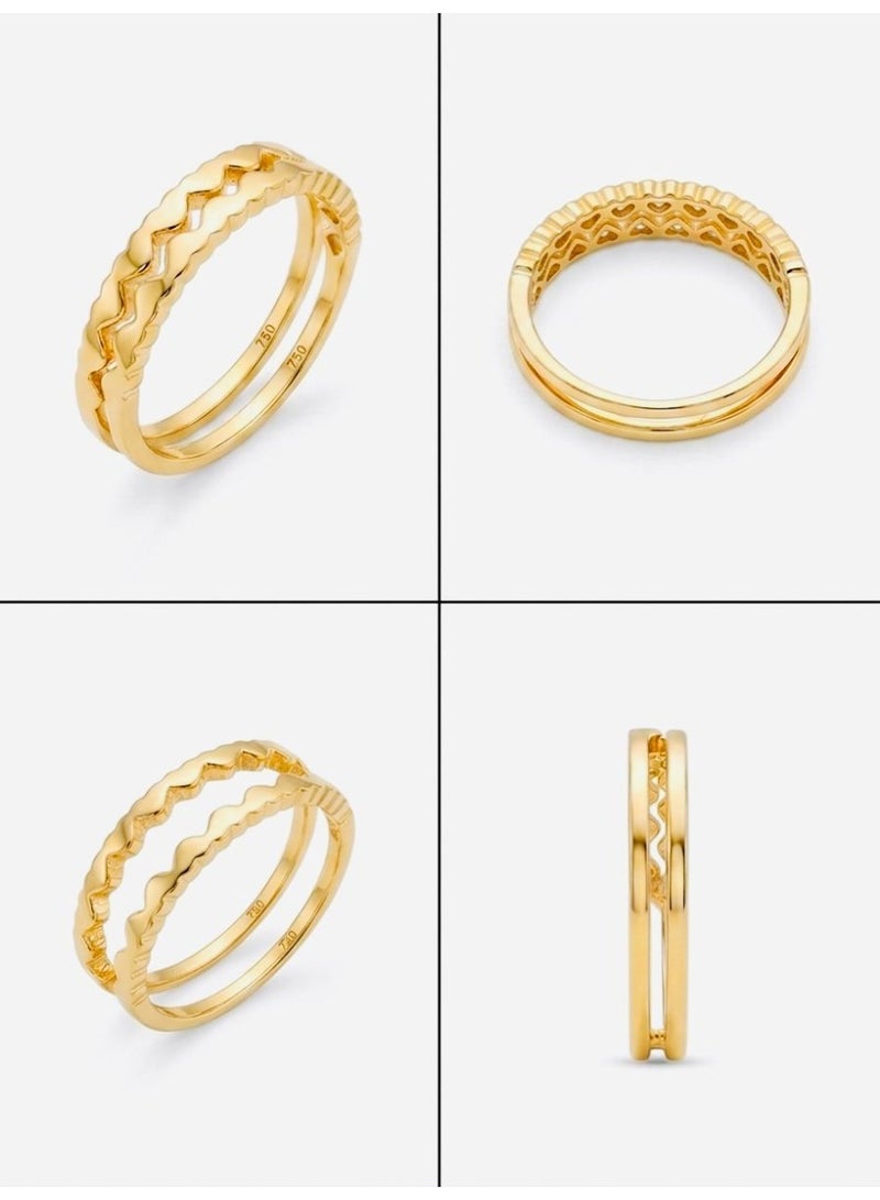 The Intermix Gems Gold Double-Band Wave Design Ring 18K - Image 3