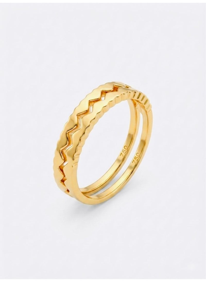The Intermix Gems Gold Double-Band Wave Design Ring 18K - Image 1
