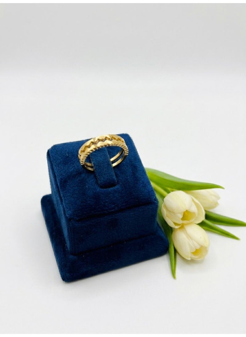 The Intermix Gems Gold Double-Band Wave Design Ring 18K - Image 2