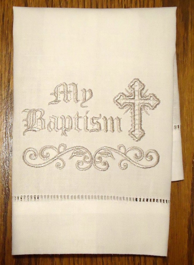 Baby Baptism Cloth with Silver"My Baptism"