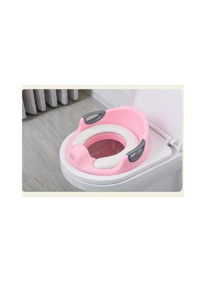 Delfino Babyclub Potty Training Toilet Seat for Kids Toddlers Boys Girls Toilet Trainer Ring with Handle with Backrest Pink - Image 2