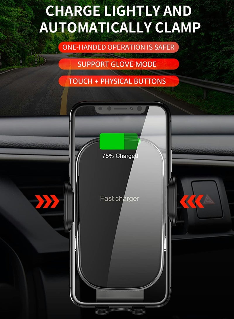SOLARAE Car Phone Mount with Wireless Charger, 15W Qi Fast Charging, Auto-Clamping Car Charger for iPhone, Samsung - Image 3