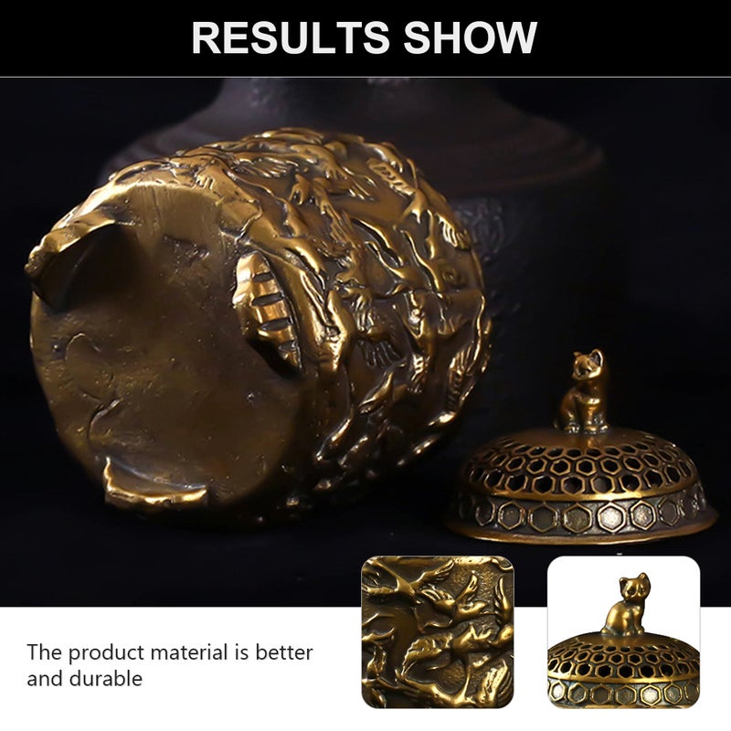 1pc Brass Incense Burner Adornment Antique Cranes Pattern Censer Ornament - Image 1