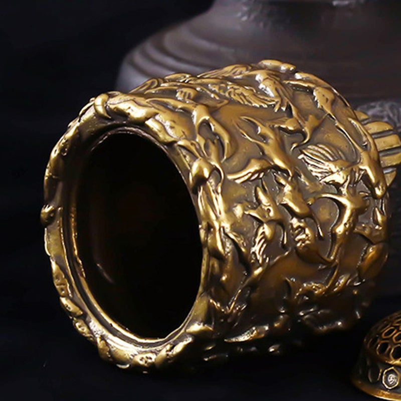 1pc Brass Incense Burner Adornment Antique Cranes Pattern Censer Ornament - Image 4