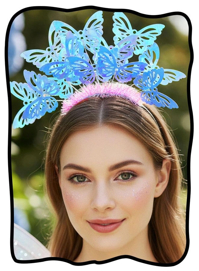 Fstrend Butterfly Sequins Headband, Sparkling Hairband Cosplay Crown for Women, Monarch Tea Party Fascinator Headpiece - Image 1