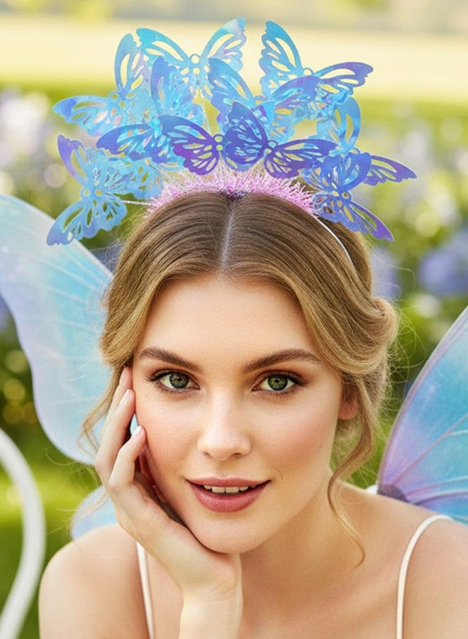 Fstrend Butterfly Sequins Headband, Sparkling Hairband Cosplay Crown for Women, Monarch Tea Party Fascinator Headpiece - Image 4