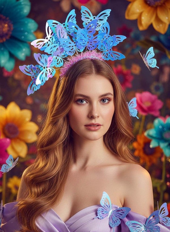 Fstrend Butterfly Sequins Headband, Sparkling Hairband Cosplay Crown for Women, Monarch Tea Party Fascinator Headpiece - Image 5