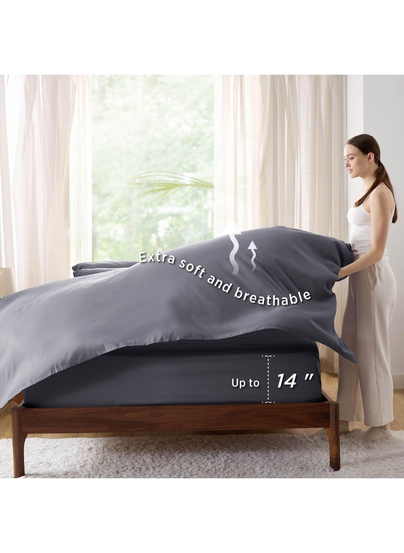 Bedsure Bedsure Dark Grey Comforter Set Queen - 7 Pieces Solid Bed in a Bag  Queen Bed Set with Comforter  Sheets  Pillowcases & Shams  - Image 5