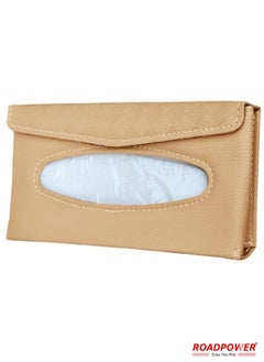 RoadPower Car Tissue Holder Organizer With Car Sun Visor Sunglasses And Card Holder Beige  - Image 2