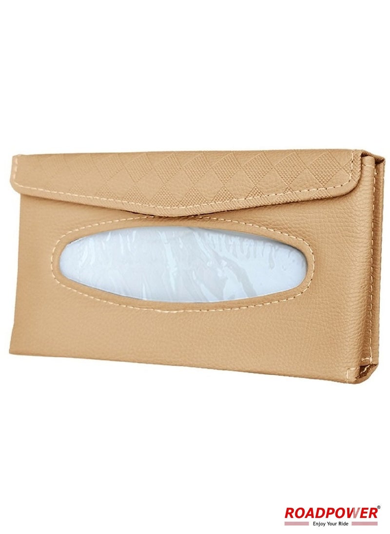 RoadPower Car Tissue Holder Organizer With Car Sun Visor Sunglasses And Card Holder Beige  - Image 2