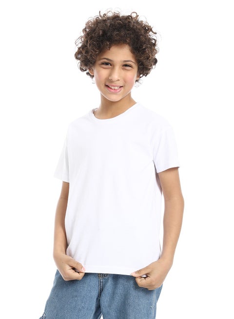 Crew Neck Basic Boy's T-Shirt_White
