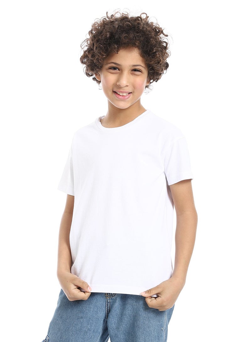 Crew Neck Basic Boy's T-Shirt_White