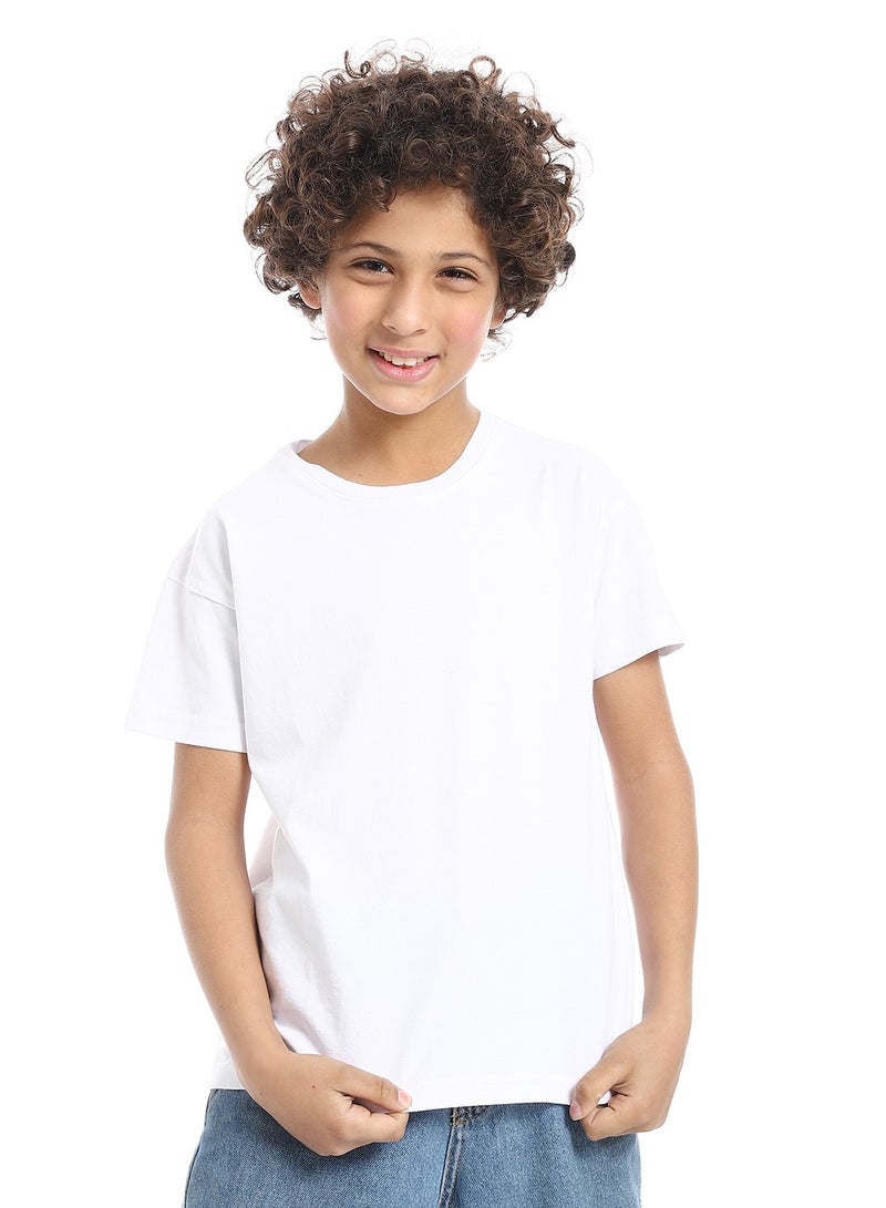 Crew Neck Basic Boy's T-Shirt_White