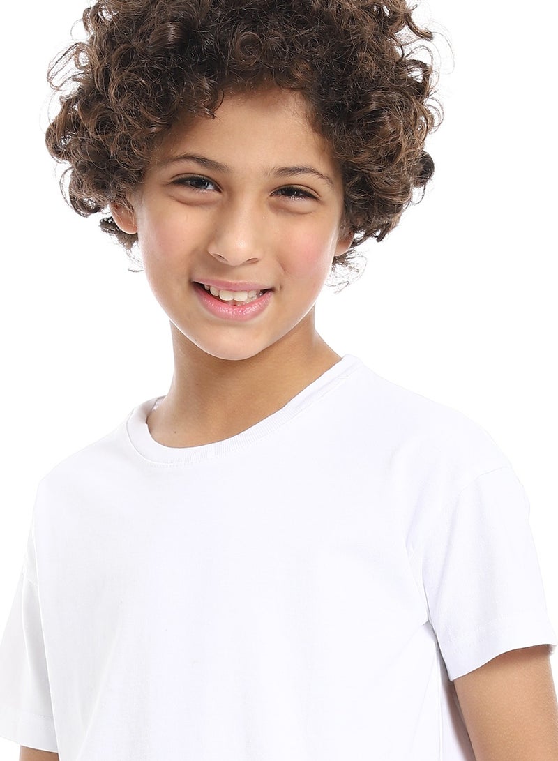 Crew Neck Basic Boy's T-Shirt_White