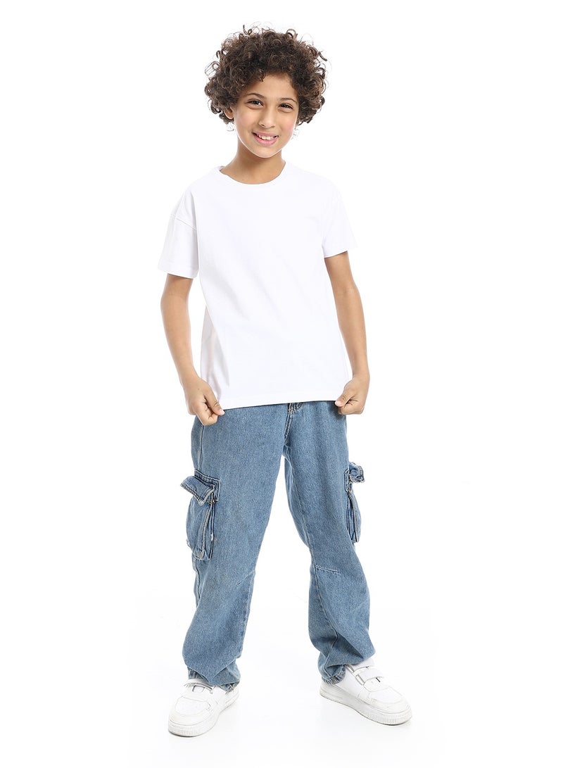 Crew Neck Basic Boy's T-Shirt_White