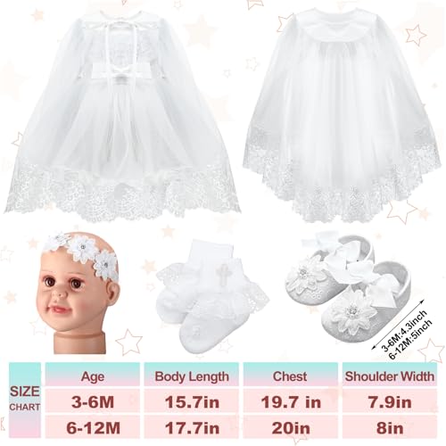 Cutecrop 5 Pcs Baptism Outfit for Baby Boys Girls Christening Outfit Cutesocks Shoes First Communion for Infant Toddler - Image 3