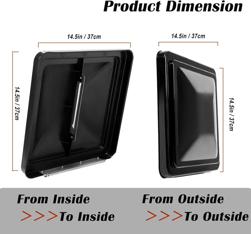 caqeg 2 Pack 14" Universal Roof Vent Cover Vent Lid Replacement for RV, Trailer, Camper, Motorhome Roof Vent Cover Black - Image 4