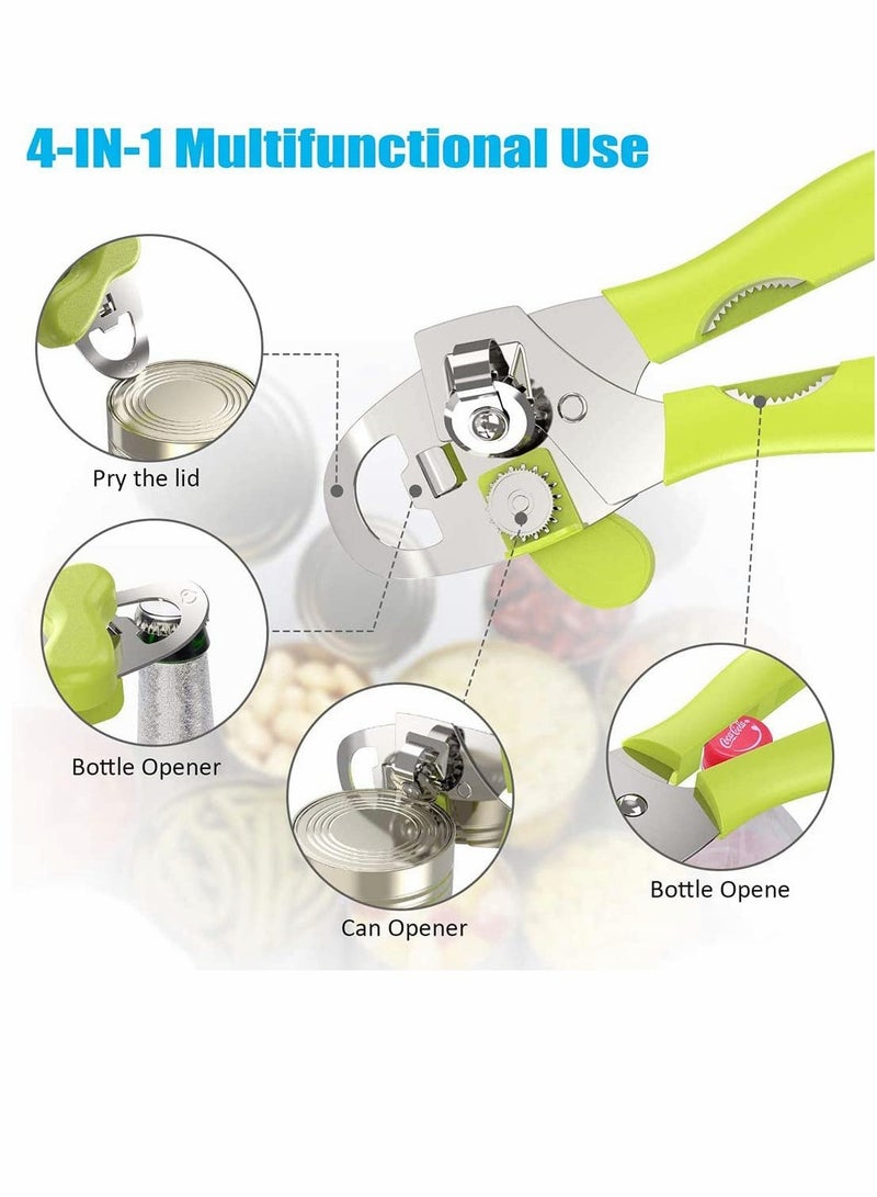 SYOSI Can Opener Heavy Duty Can 4 in 1 Kitchen Stainless Steel Opener Manual Smooth Edge Durable Food Safe Cut Tool Tin Jar Bottle Opener Hand Grip for Seniors with Arthritis Hands - Image 5