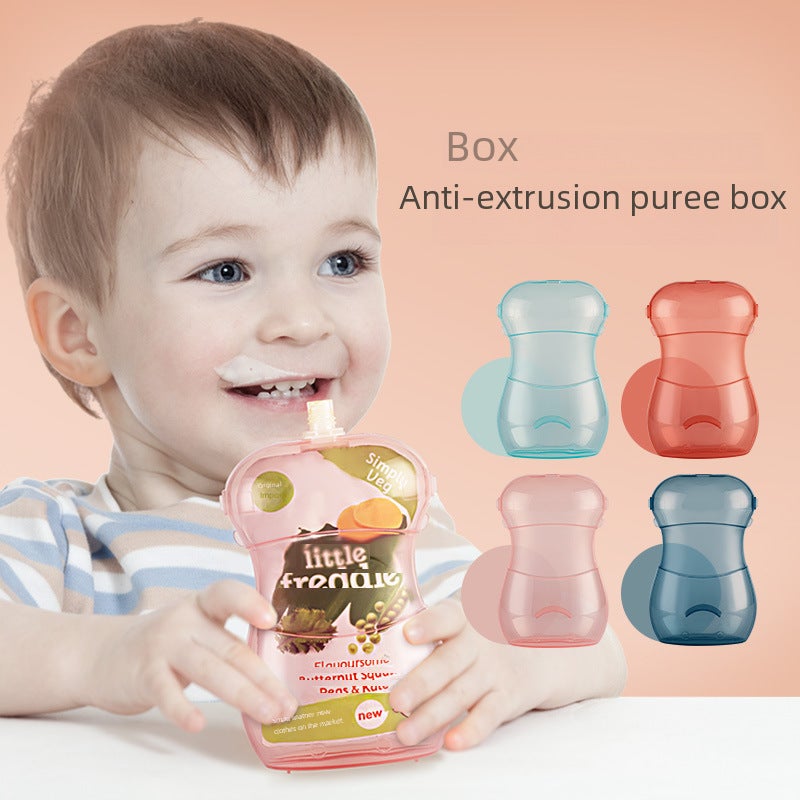 Fruit puree anti-extrusion box baby toddler complementary food bag children fruit puree bag fruit puree box juice yogurt complementary food box wholesale(Puree Anti-Squeeze Feeding Box-Blue) - Image 2