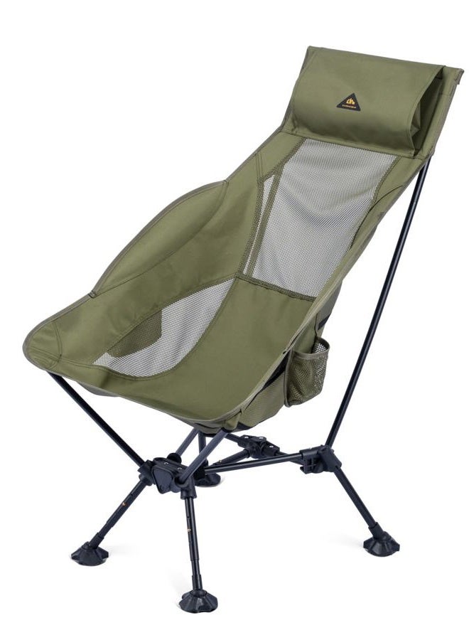 iClimb Ultralight Compact Folding Camping Beach Chair with Anti-Shrink Large Feet (Green - Triangular Frame High Backrest) - Image 1