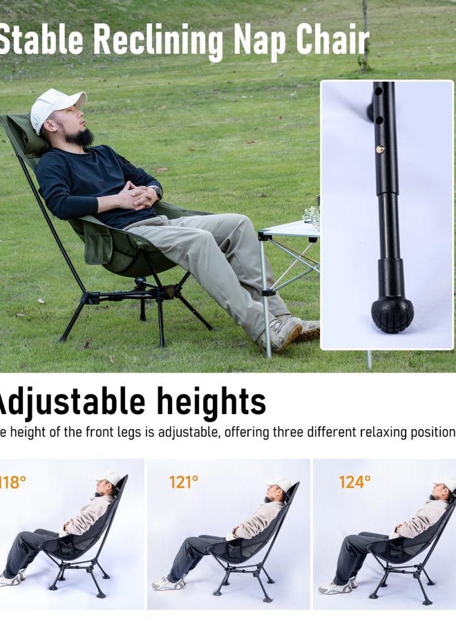 iClimb Ultralight Compact Folding Camping Beach Chair with Anti-Shrink Large Feet (Green - Triangular Frame High Backrest) - Image 3