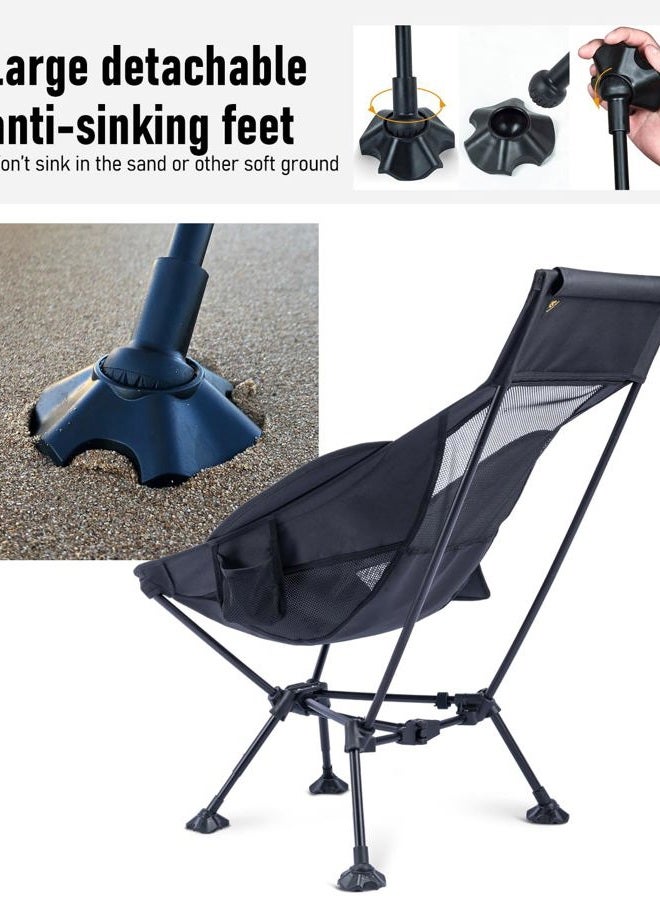 iClimb Ultralight Compact Folding Camping Beach Chair with Anti-Shrink Large Feet (Green - Triangular Frame High Backrest) - Image 5