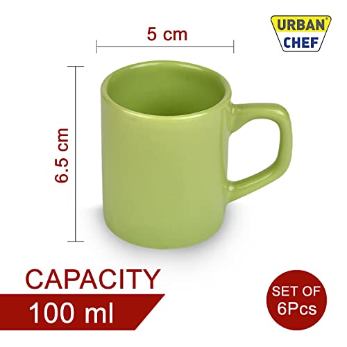 URBAN CHEF Droite Ceramic Handcrafted Shine Matte Dark Green & Parrot Green Cup-Microwave Safe Tea/Milk with Handle Ideal Best for Self Use Or Gifts(Set of 6,100 ML Each) Ceramic Cup - Image 4