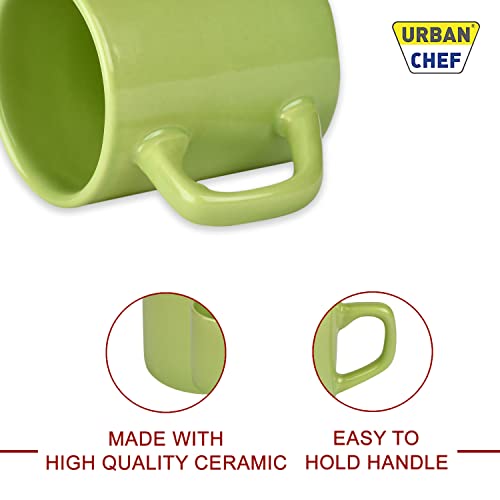 URBAN CHEF Droite Ceramic Handcrafted Shine Matte Dark Green & Parrot Green Cup-Microwave Safe Tea/Milk with Handle Ideal Best for Self Use Or Gifts(Set of 6,100 ML Each) Ceramic Cup - Image 3