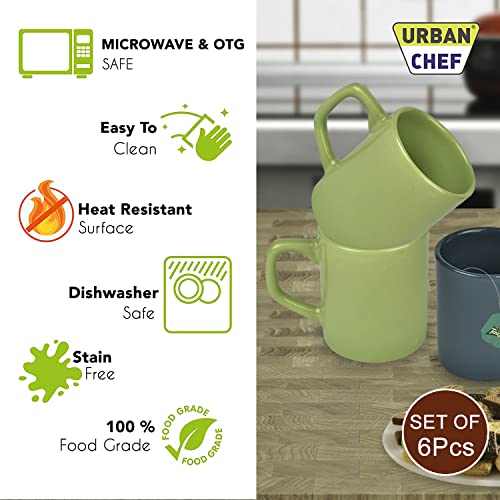 URBAN CHEF Droite Ceramic Handcrafted Shine Matte Dark Green & Parrot Green Cup-Microwave Safe Tea/Milk with Handle Ideal Best for Self Use Or Gifts(Set of 6,100 ML Each) Ceramic Cup - Image 5