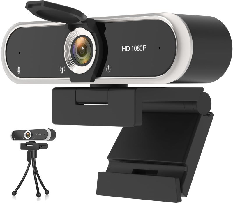 NIVEOLI Webcam 1080P with Microphone & Privacy Cover for PC/Laptop, USB Computer Camera Plug & Play with Auto Light Correction for Video Calls, Live Streaming Gaming & Online Meetings - Image 1