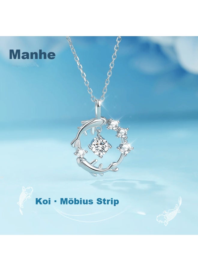 Manhe S999 Pure Silver Necklace Women's Koi Pendant Birthday Gift For Wife Women's Day Gift For Female Friends - Image 5