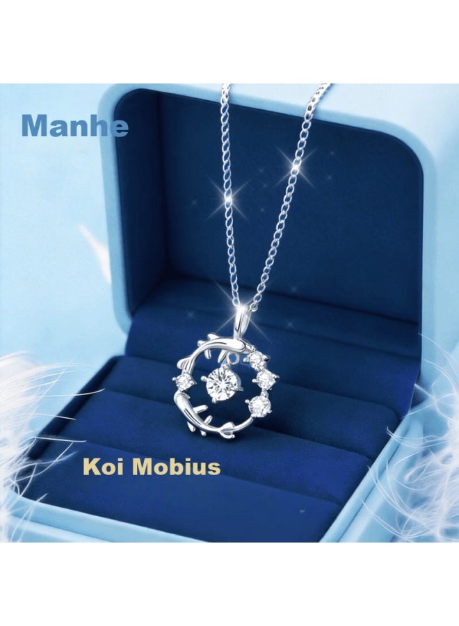 Manhe S999 Pure Silver Necklace Women's Koi Pendant Birthday Gift For Wife Women's Day Gift For Female Friends - Image 1