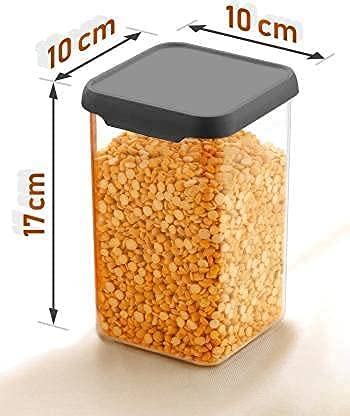 KWER Air Tight Containers Storage Set For Kitchen, Storage Box and Organiser, Kitchen Accessories Items for Home, Pantry Organization, BPA-Free(Pack Of 12, Black, 1200 ml, Plastic) - Image 4