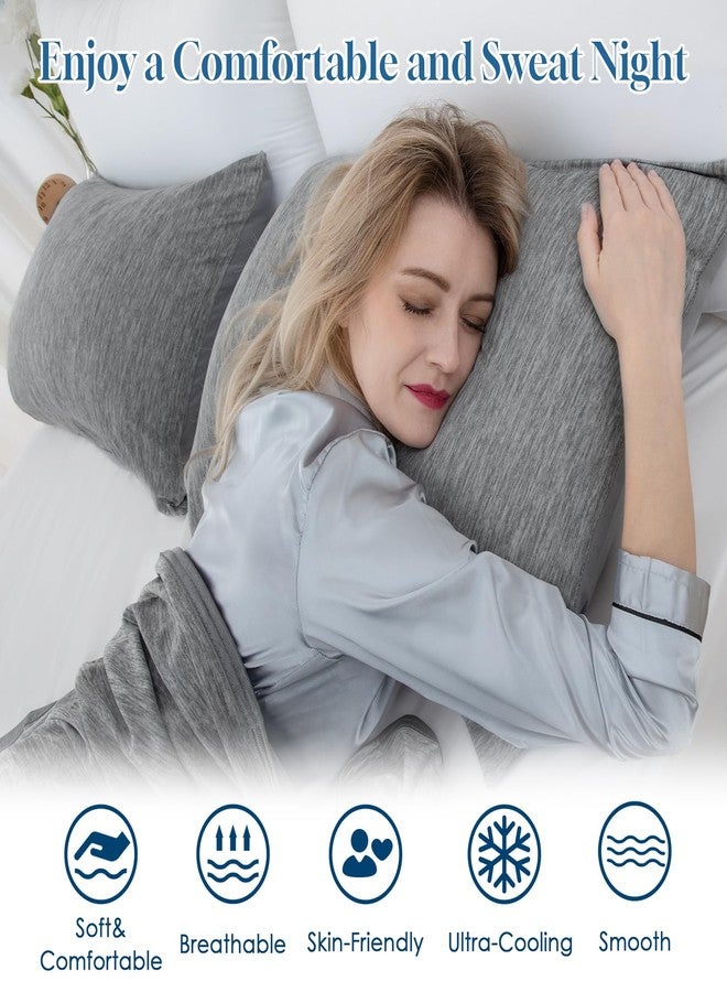 CHOSHOME Cooling Pillow Cases Zipper Pillow Covers Q-Max > 0.45 Zippered Pillowcases for Hot Sleepers, Soft, Breathable, Skin-Friendly, 2 Pack (Standard, 20" x 26", Grey) - Image 4