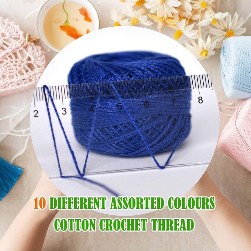 colored bird Crochet Thread 10 Balls Size 8 for Crochet Hardanger Cross Stitch Needlepoint Hand Embroidery (Lt Blue Series) - Image 4
