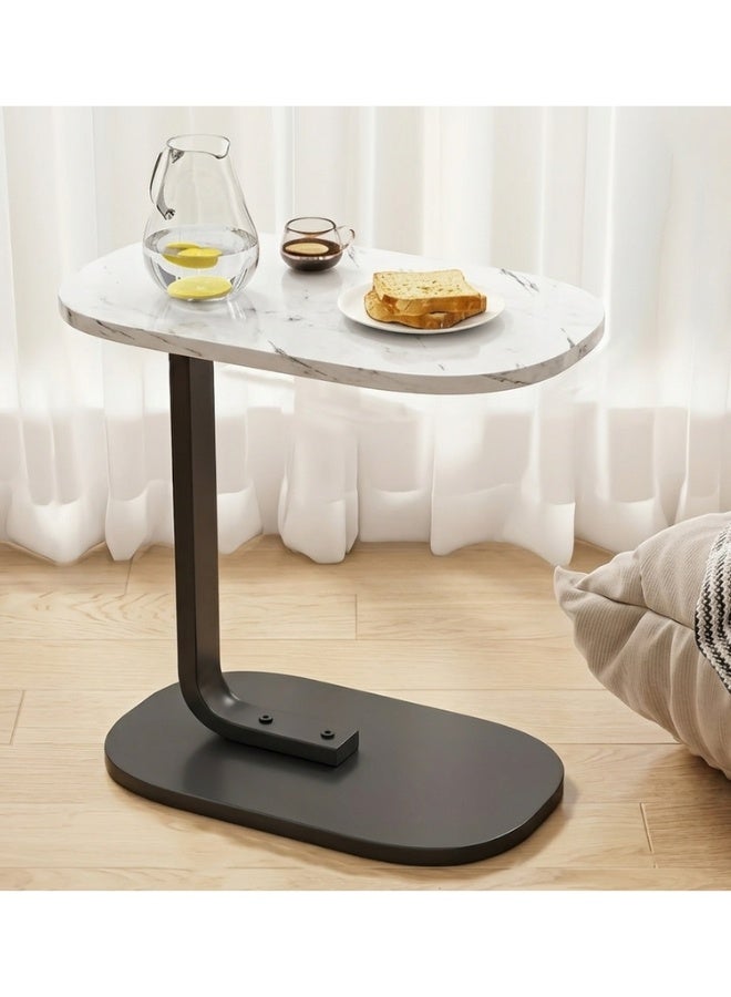 هابي هوم طاولة قهوة جانبية على شكل C للكنبة أو السرير – طاولة جانبية متعددة الأغراض لغرفة المعيشة وغرفة النوم والمكتب – مناسبة للوجبات واللاب توب والديكور، بإطار معدني ثابت ولوح خشبى بالاسفل، سهلة التركيب وموفرة للمساحة، الأبعاد 57 × 38 × 28 سم - Image 1